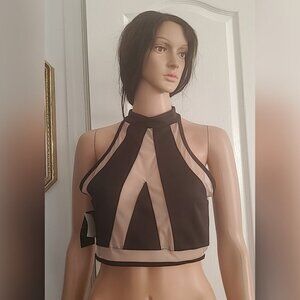 BABE Halter High Neck Turtle Bustier CroppedTop TankPattern Fashion Sleeveless🌴